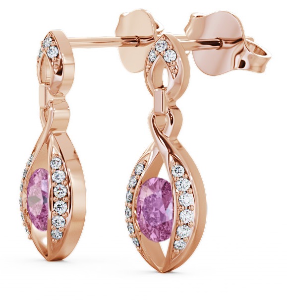 Drop Style Pink Sapphire and Diamond 1.32ct Earrings 9K Rose Gold ERG12GEM_RG_PS_THUMB1