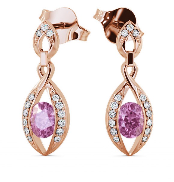  Drop Style Pink Sapphire and Diamond 1.32ct Earrings 18K Rose Gold - Ingoe ERG12GEM_RG_PS_THUMB2 