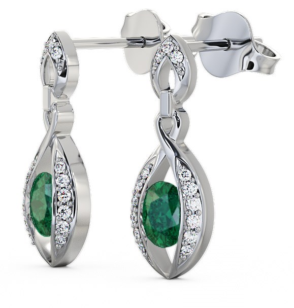 Drop Style Emerald and Diamond 1.16ct Earrings 18K White Gold ERG12GEM_WG_EM_THUMB1 