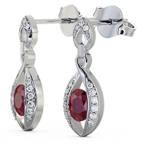 Drop Style Ruby and Diamond 1.32ct Earrings 9K White Gold ERG12GEM_WG_RU_THUMB1