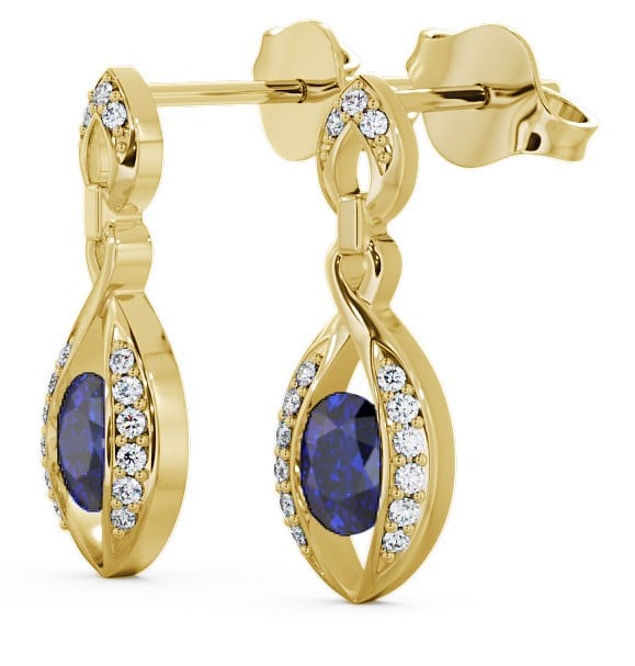  Drop Style Blue Sapphire and Diamond 1.32ct Earrings 18K Yellow Gold - Ingoe ERG12GEM_YG_BS_THUMB1 