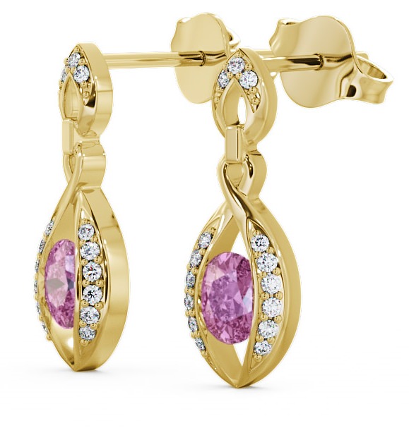  Drop Style Pink Sapphire and Diamond 1.32ct Earrings 18K Yellow Gold - Ingoe ERG12GEM_YG_PS_THUMB1 