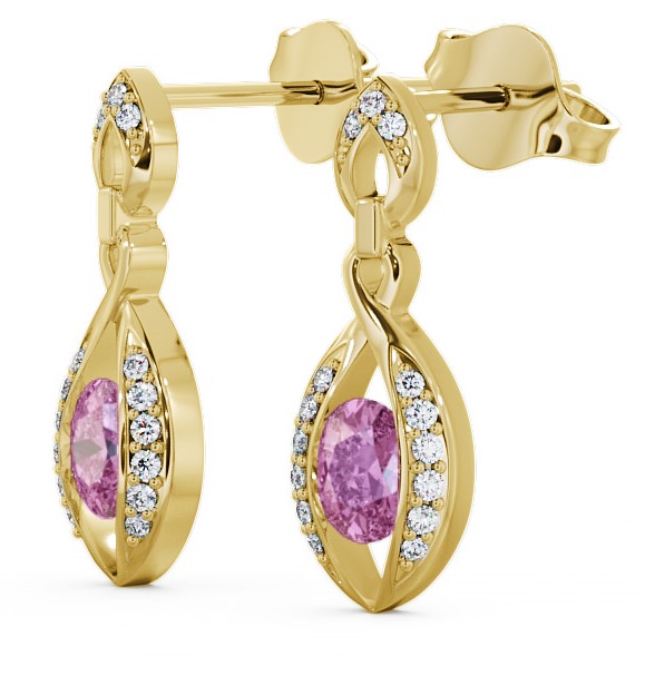 Drop Style Pink Sapphire and Diamond 1.32ct Earrings 18K Yellow Gold ERG12GEM_YG_PS_THUMB1