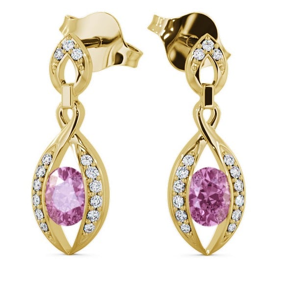  Drop Style Pink Sapphire and Diamond 1.32ct Earrings 9K Yellow Gold - Ingoe ERG12GEM_YG_PS_THUMB2 