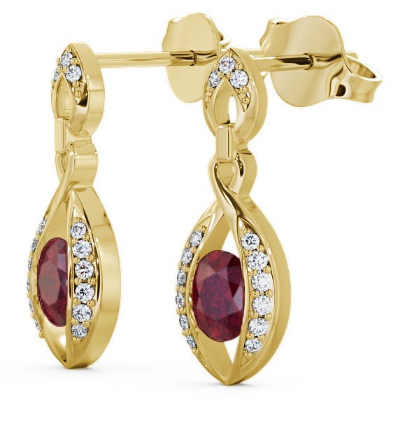 Drop Style Ruby and Diamond 1.32ct Earrings 18K Yellow Gold ERG12GEM_YG_RU_THUMB1