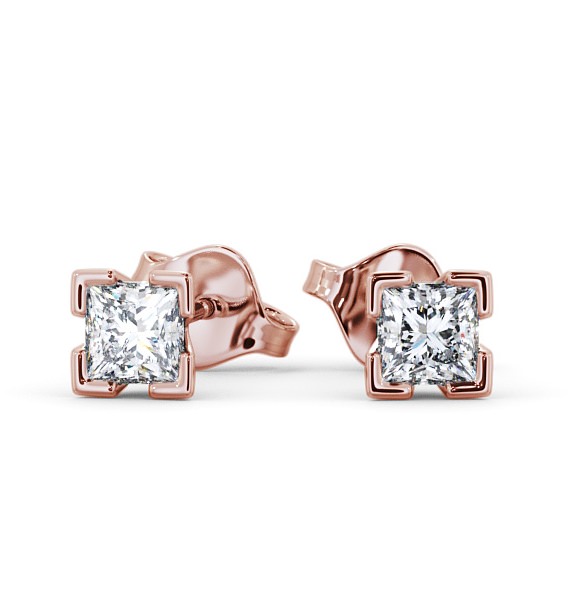  Princess Diamond Split Bezel Stud Earrings 9K Rose Gold - Emol ERG130_RG_THUMB2 