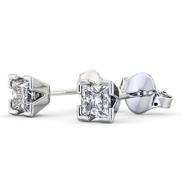 Princess Diamond Split Bezel Stud Earrings 9K White Gold - Emol ERG130_WG_THUMB1