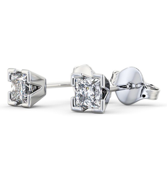 Princess Diamond Split Bezel Stud Earrings 18K White Gold ERG130_WG_THUMB1