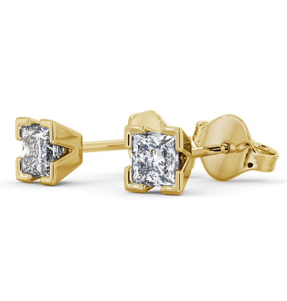 Princess Diamond Split Bezel Stud Earrings 18K Yellow Gold ERG130_YG_THUMB1 