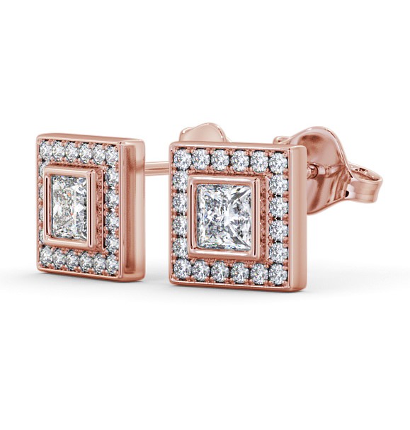 Halo Princess Diamond Bezel and Channel Earrings 18K Rose Gold ERG131_RG_THUMB1