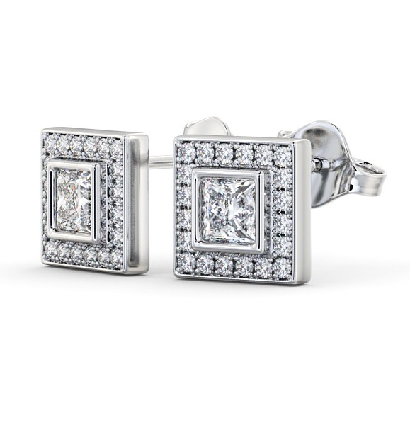 Halo Princess Diamond Bezel and Channel Earrings 9K White Gold ERG131_WG_THUMB1