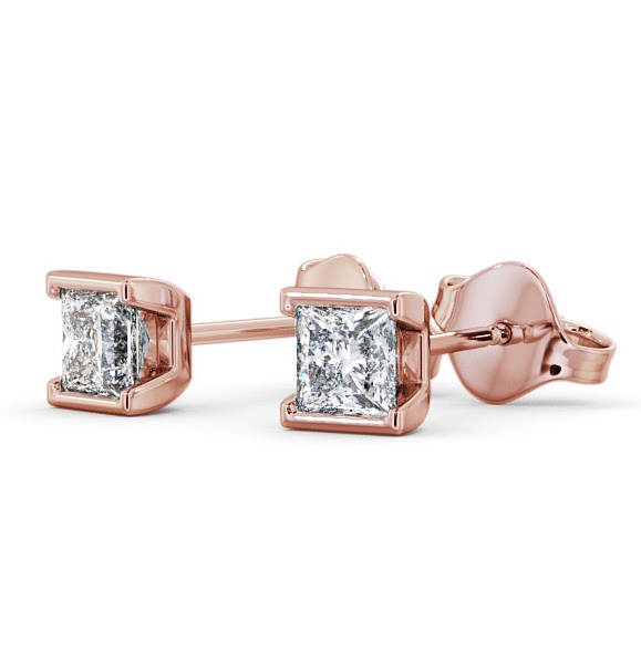 Princess Diamond Open Bezel Stud Earrings 18K Rose Gold - Ligor ERG132_RG_THUMB1