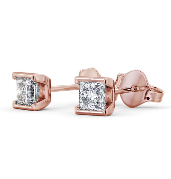 Princess Diamond Open Bezel Stud Earrings 18K Rose Gold ERG132_RG_THUMB1 