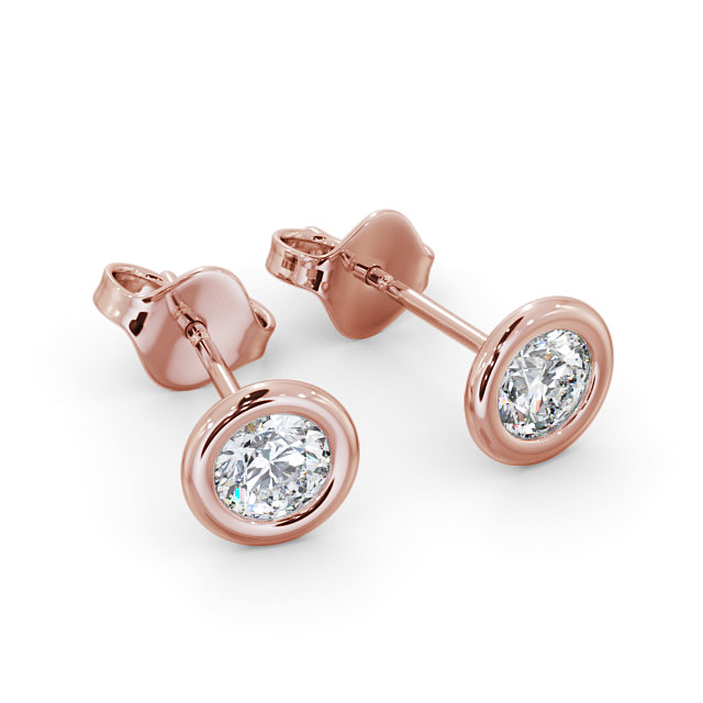 Round Diamond Open Bezel Stud Earrings 9K Rose Gold - Soprena ERG133_RG_FLAT