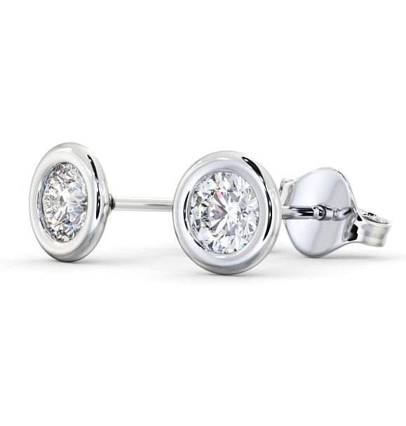 Round Diamond Open Bezel Stud Earrings 18K White Gold ERG133_WG_THUMB1
