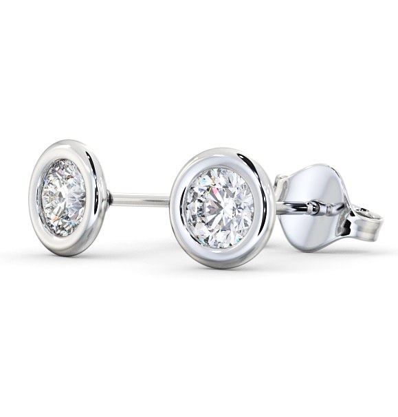 Round Diamond Open Bezel Stud Earrings 18K White Gold ERG133_WG_THUMB1 