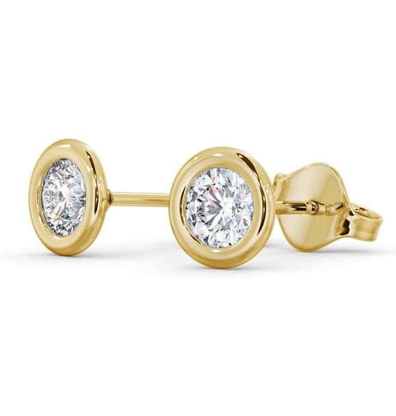 Round Diamond Open Bezel Stud Earrings 18K Yellow Gold ERG133_YG_THUMB1