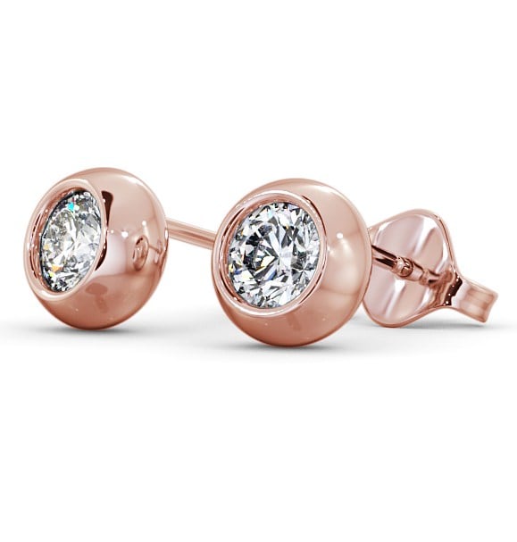  Round Diamond Bezel Stud Earrings 18K Rose Gold - Audrey ERG134_RG_THUMB1 