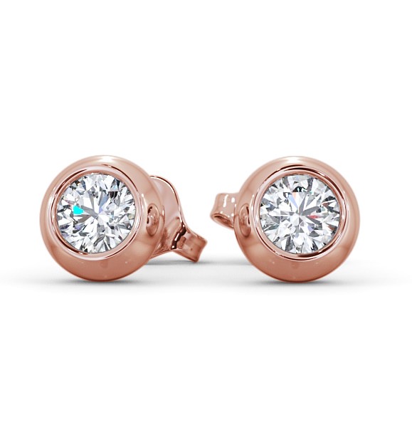  Round Diamond Bezel Stud Earrings 18K Rose Gold - Audrey ERG134_RG_THUMB2 