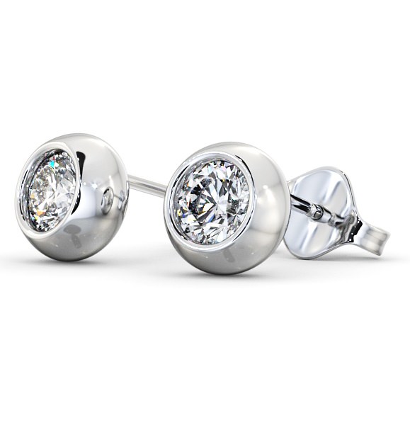 Round Diamond Bezel Stud Earrings 9K White Gold - Audrey ERG134_WG_THUMB1