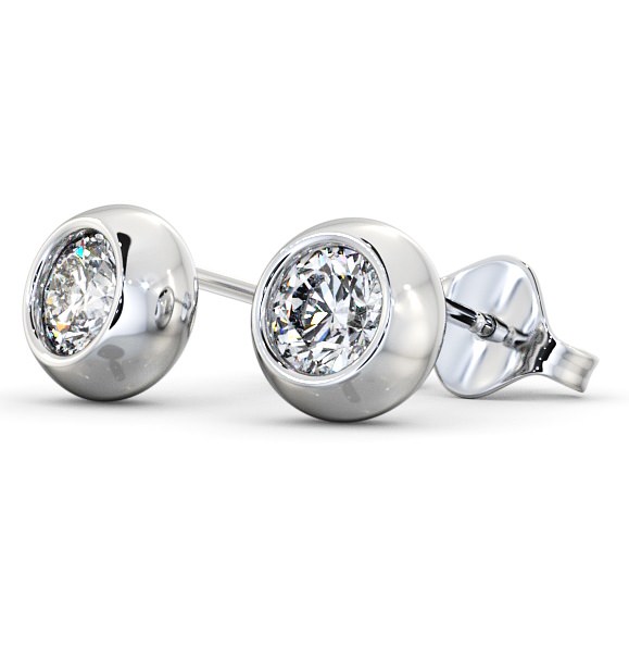 Round Diamond Bezel Stud Earrings 9K White Gold ERG134_WG_THUMB1 