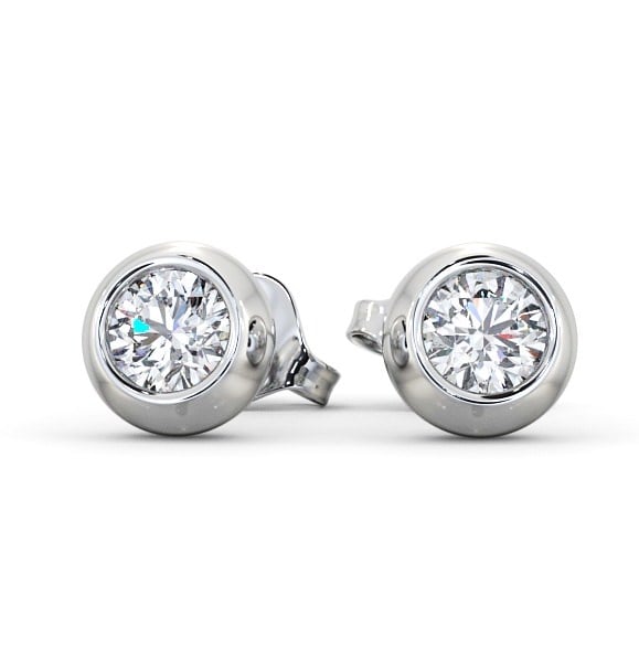 Round Diamond Bezel Stud Earrings 18K White Gold ERG134_WG_THUMB2 