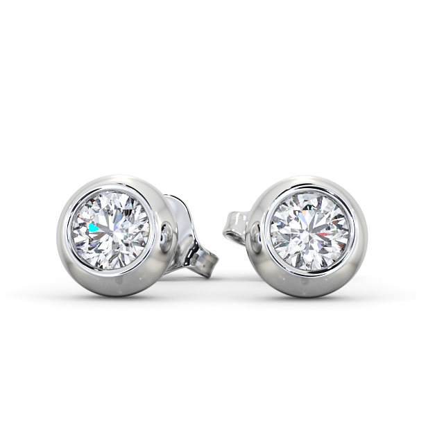 Round Diamond Bezel Stud Earrings 9K White Gold - Audrey ERG134_WG_UP