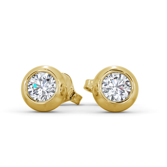 Round Diamond Bezel Stud Earrings 9K Yellow Gold - Audrey ERG134_YG_UP