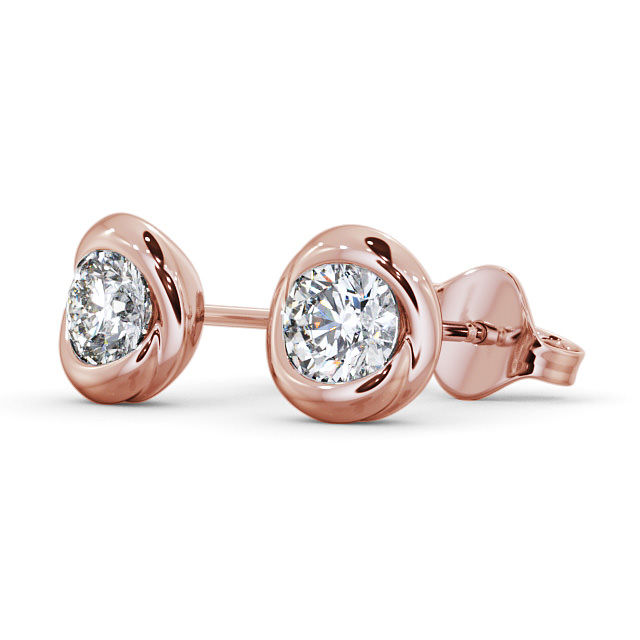Round Diamond Bezel Stud Earrings 9K Rose Gold - April ERG135_RG_SIDE