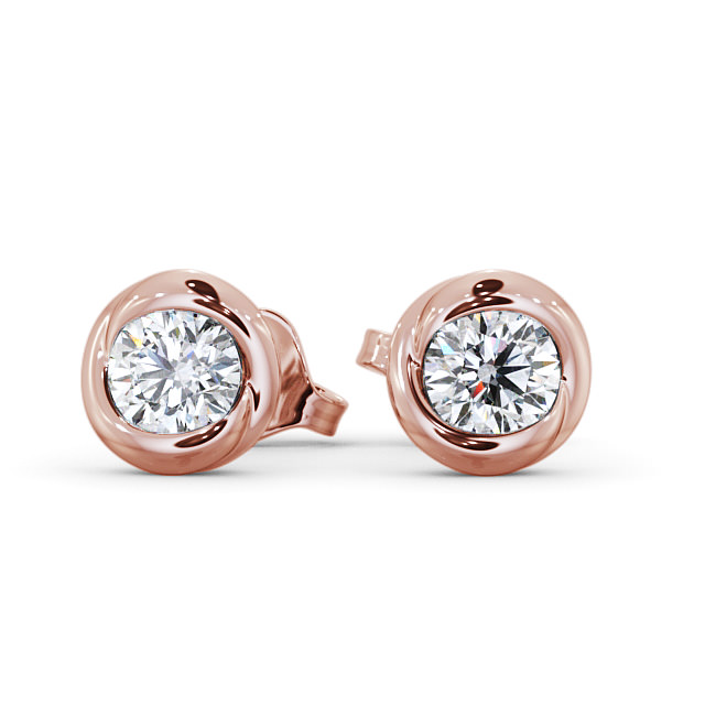Round Diamond Bezel Stud Earrings 9K Rose Gold - April ERG135_RG_UP