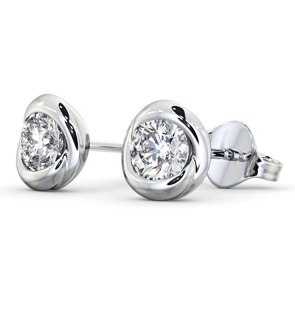 Round Diamond Bezel Stud Earrings 18K White Gold ERG135_WG_THUMB1 