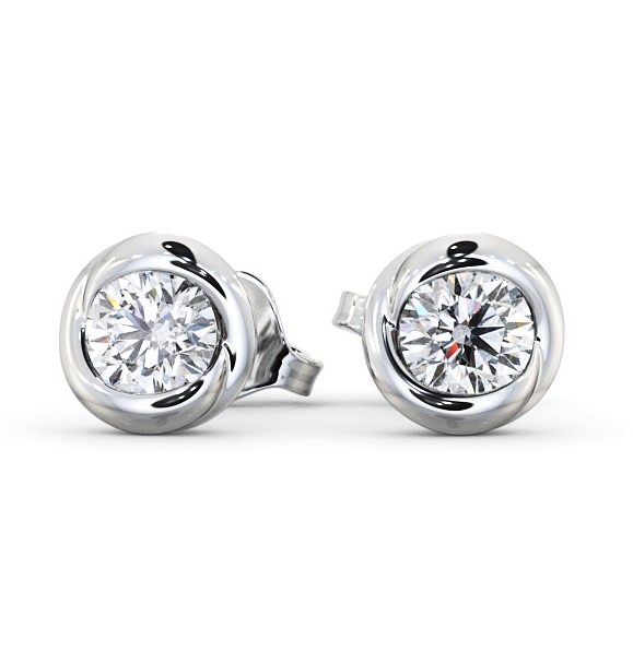  Round Diamond Bezel Stud Earrings 9K White Gold - April ERG135_WG_THUMB2 