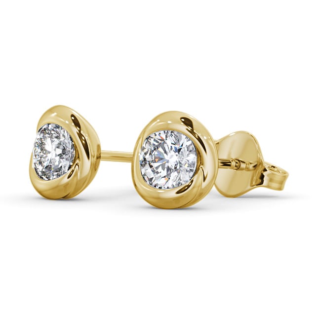 Bezel set diamond stud earrings yellow gold discount