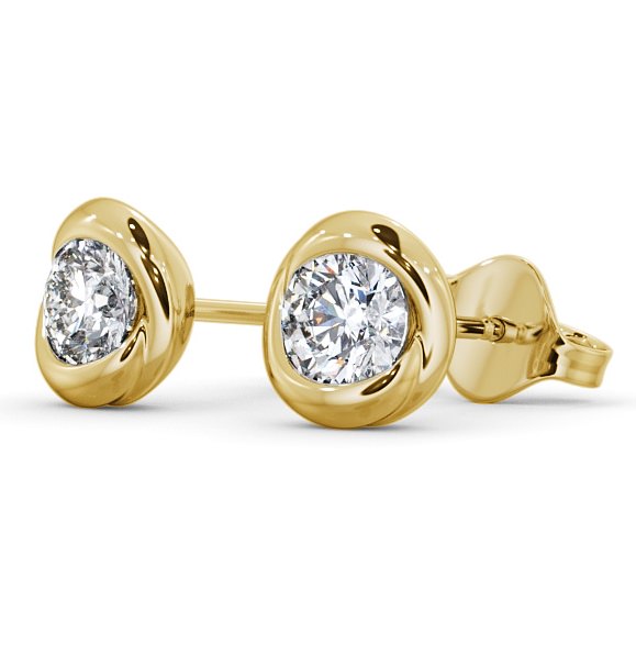 Round Diamond Bezel Stud Earrings 9K Yellow Gold ERG135_YG_THUMB1