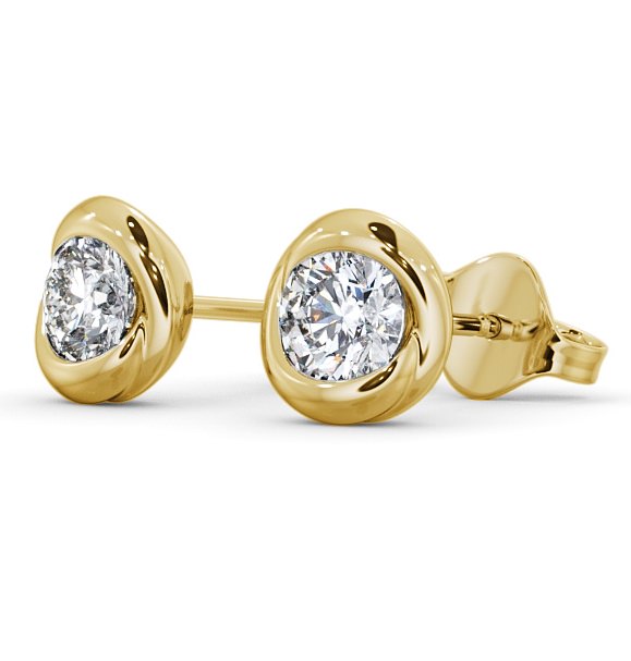 Round Diamond Bezel Stud Earrings 9K Yellow Gold ERG135_YG_THUMB1 