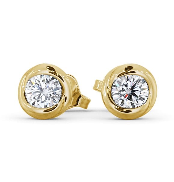  Round Diamond Bezel Stud Earrings 18K Yellow Gold - April ERG135_YG_THUMB2 