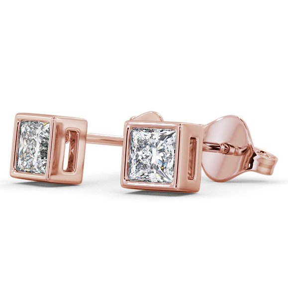  Princess Diamond Bezel Stud Earrings 9K Rose Gold - Selda ERG136_RG_THUMB1 