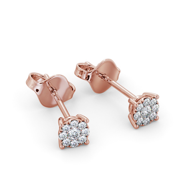 Cluster Halo Round Diamond Earrings 9K Rose Gold - Lindale ERG137_RG_FLAT