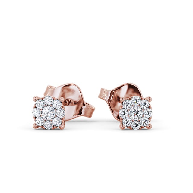 Cluster Halo Round Diamond Earrings 9K Rose Gold - Lindale ERG137_RG_UP