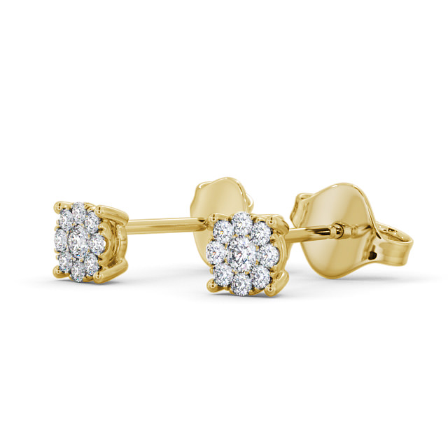 Cluster Halo Round Diamond Earrings 9K Yellow Gold - Lindale ERG137_YG_SIDE