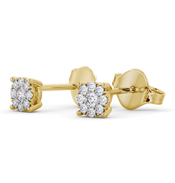 Cluster Halo Round Diamond Earrings 18K Yellow Gold - Lindale ERG137_YG_THUMB1