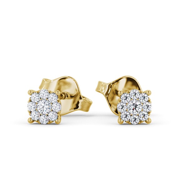  Cluster Halo Round Diamond Earrings 18K Yellow Gold - Lindale ERG137_YG_THUMB2 
