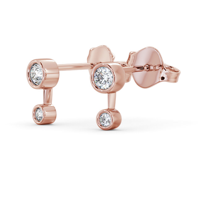 Drop Round Diamond Earrings 18K Rose Gold - Nadile ERG138_RG_SIDE