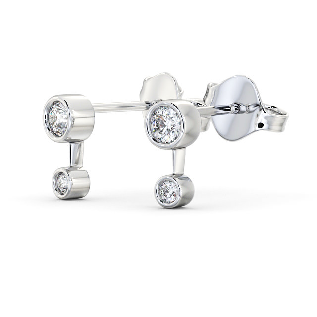 Drop Round Diamond Earrings 9K White Gold - Nadile ERG138_WG_SIDE
