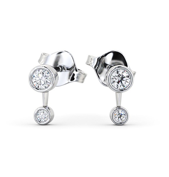  Drop Round Diamond Earrings 18K White Gold - Nadile ERG138_WG_THUMB2 