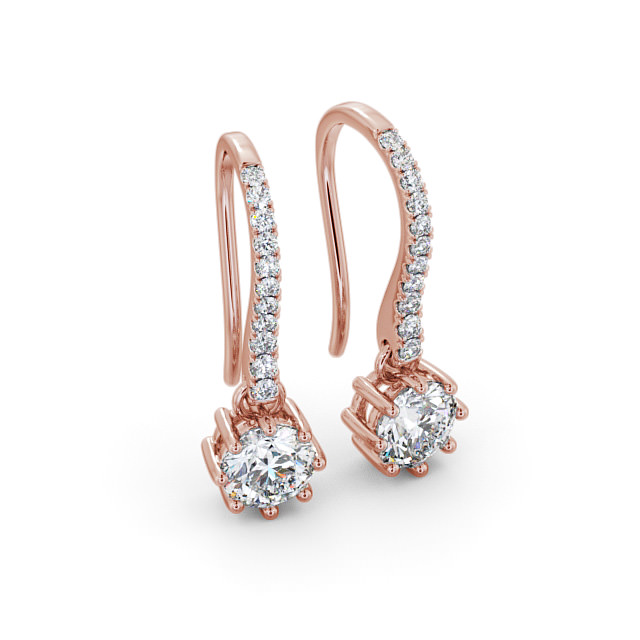 Drop Round Diamond Earrings 18K Rose Gold - Lorenza ERG139_RG_FLAT