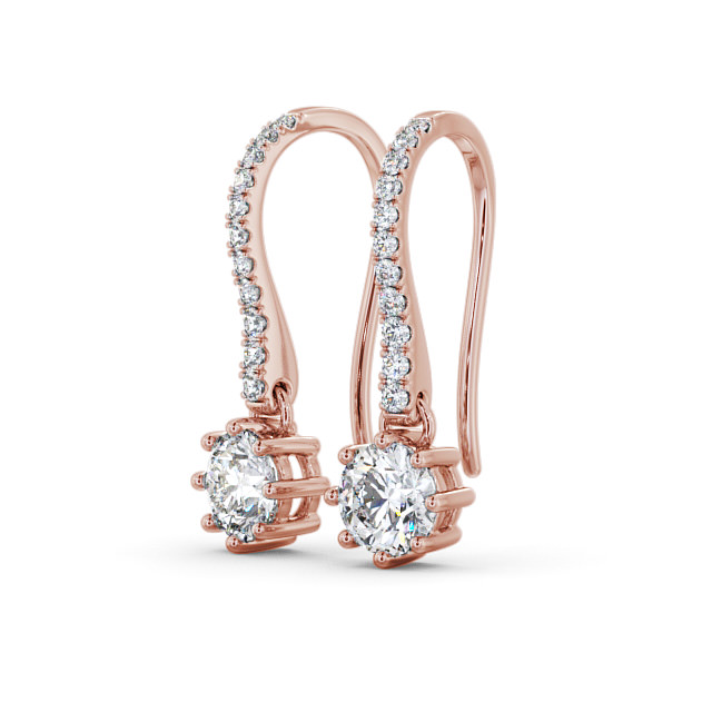 Drop Round Diamond Earrings 18K Rose Gold - Lorenza ERG139_RG_SIDE