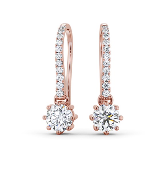  Drop Round Diamond Earrings 18K Rose Gold - Lorenza ERG139_RG_THUMB2 