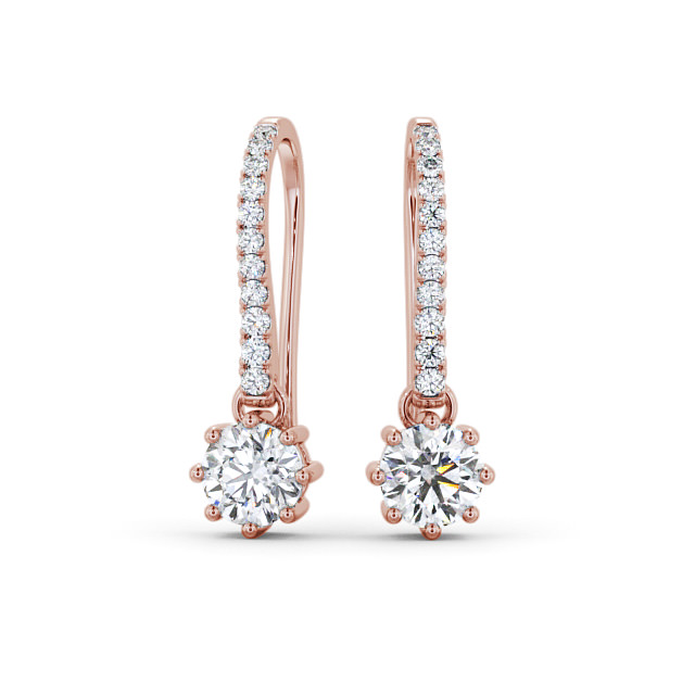 Drop Round Diamond Earrings 18K Rose Gold - Lorenza ERG139_RG_UP