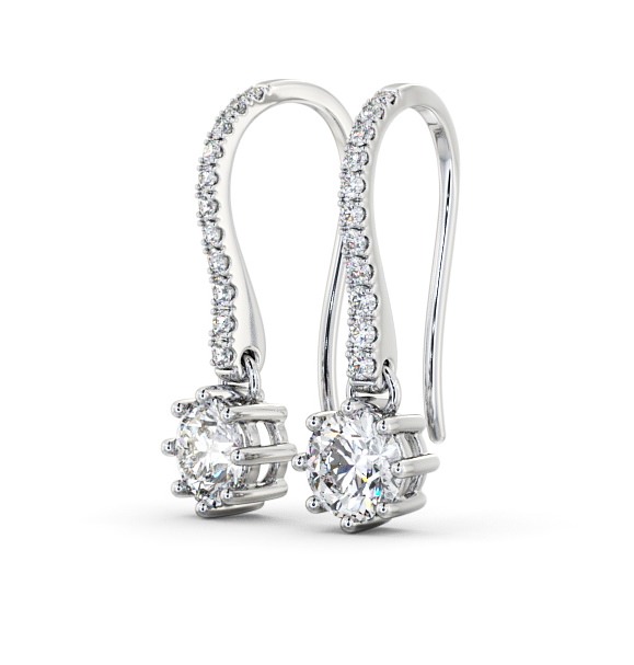  Drop Round Diamond Earrings 18K White Gold - Lorenza ERG139_WG_THUMB1 